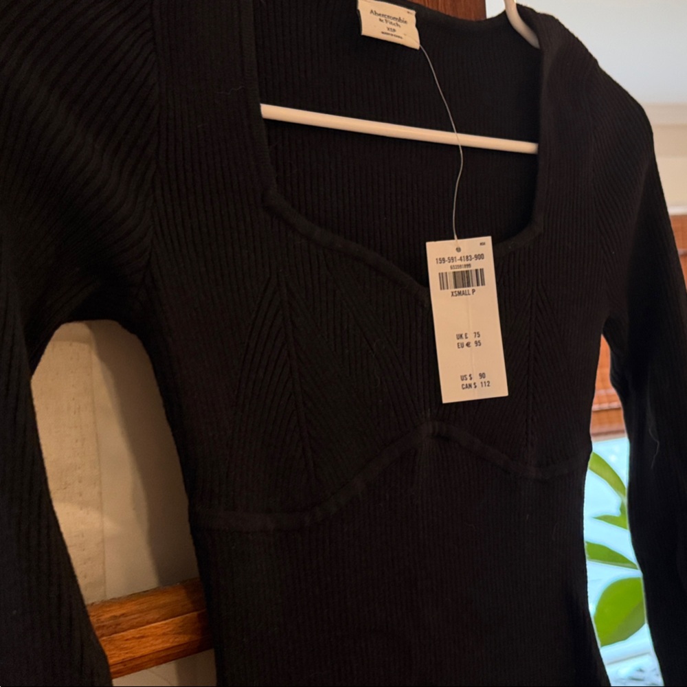 Abercrombie & Fitch Black Long Sleeve Knit Dress - Picture 3 of 3